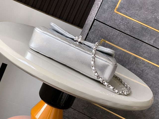 CC original calfskin mini flap bag AS4592 silver