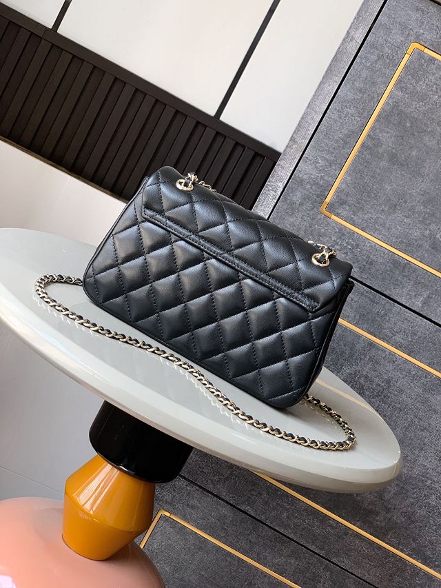 CC original calfskin small flap bag AS5485 black