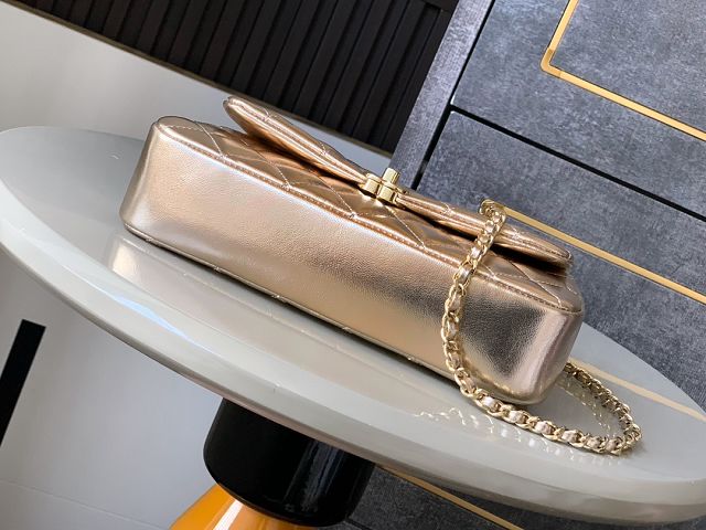 CC original calfskin small flap bag AS5485 gold