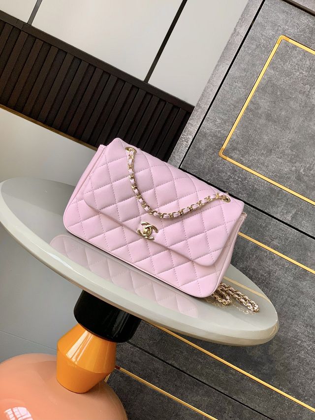 CC original calfskin small flap bag AS5485 pink