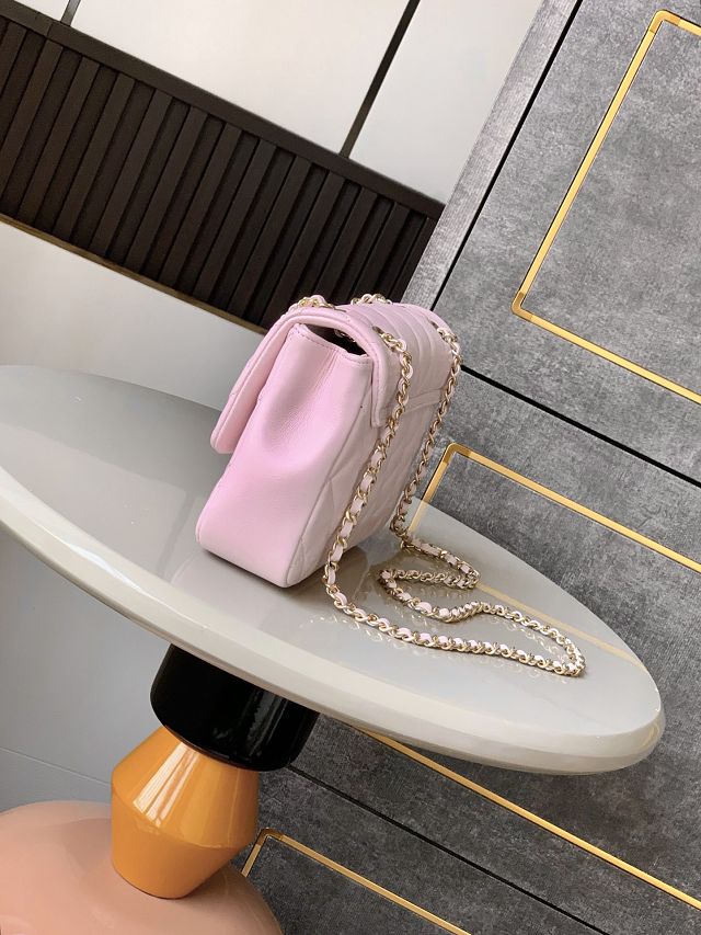 CC original calfskin small flap bag AS5485 pink