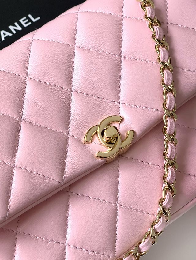 CC original calfskin small flap bag AS5485 pink
