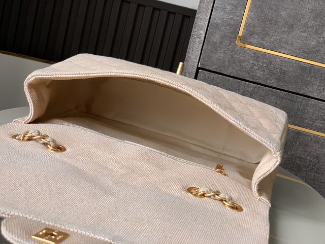 CC original fabric medium flap bag A01112 apricot