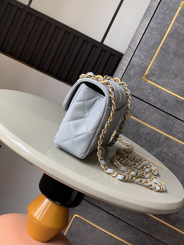 CC original grained calfskin mini flap bag AS5239 grey