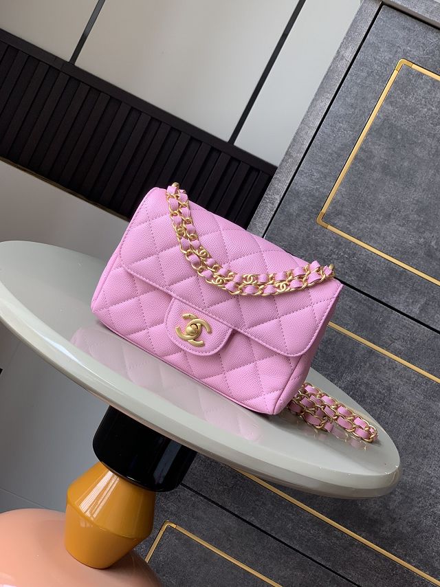 CC original grained calfskin mini flap bag AS5239 pink