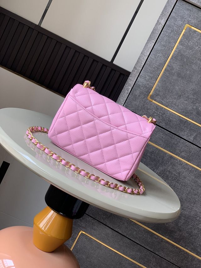 CC original grained calfskin mini flap bag AS5239 pink