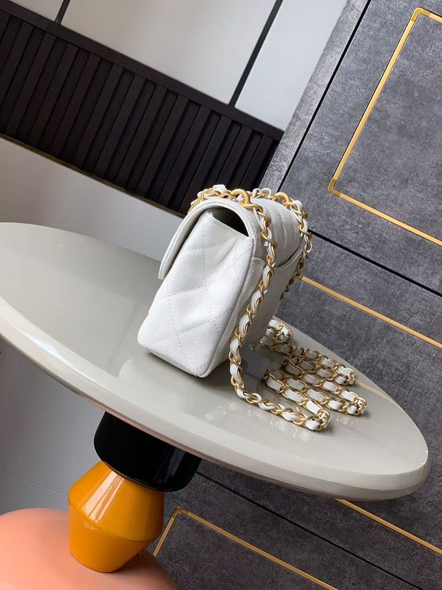 CC original grained calfskin mini flap bag AS5239 white