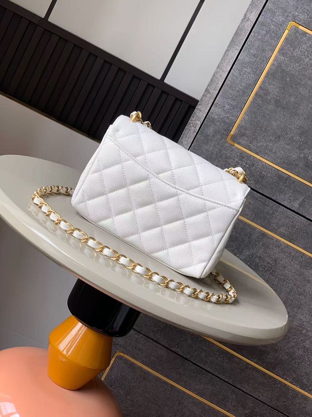 CC original grained calfskin mini flap bag AS5239 white