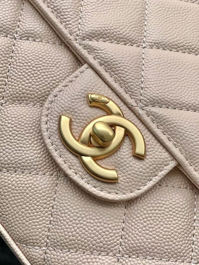 CC original grained calfskin small flap bag AS5238 apricot