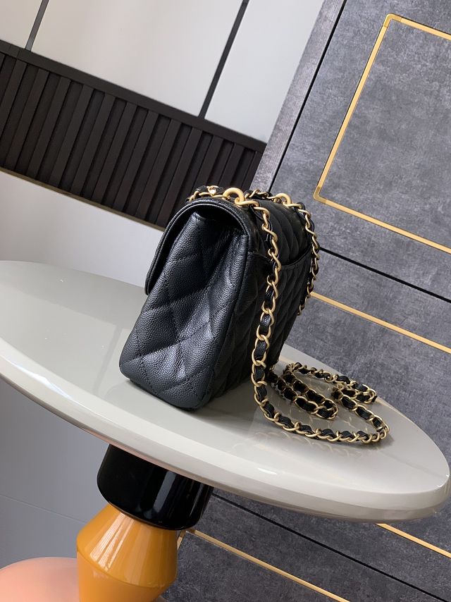 CC original grained calfskin small flap bag AS5238 black