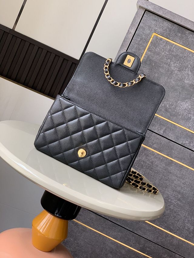 CC original grained calfskin small flap bag AS5238 black