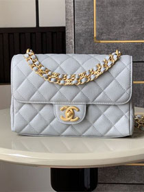 CC original grained calfskin small flap bag AS5238 grey