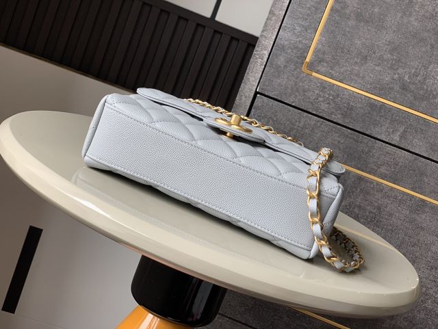 CC original grained calfskin small flap bag AS5238 grey