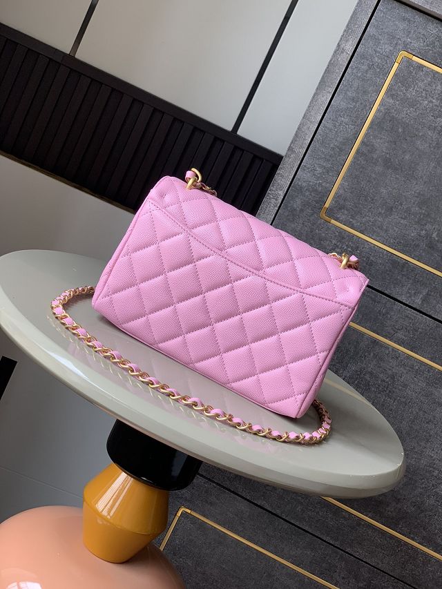 CC original grained calfskin small flap bag AS5238 pink