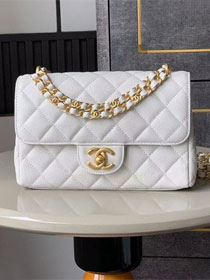 CC original grained calfskin small flap bag AS5238 white