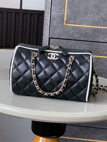 CC original lambskin clutch with chain AP4515 black&white