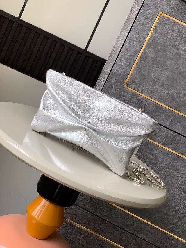 CC original lambskin clutch with chain AP4613 silver