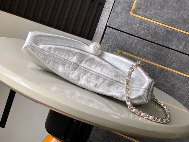 CC original lambskin clutch with chain AP4613 silver