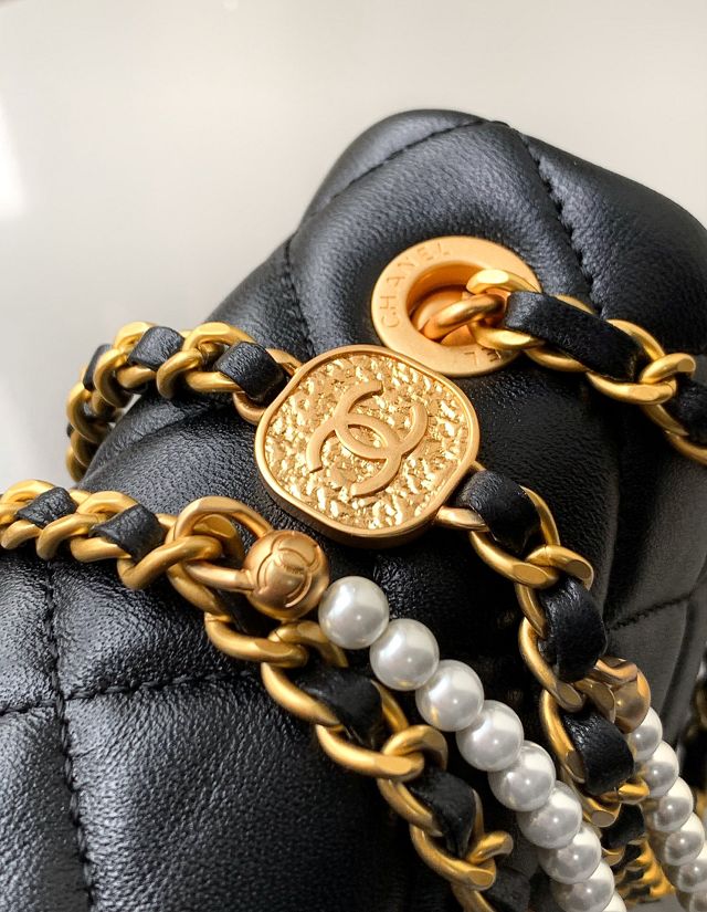 CC original lambskin mini flap bag AS5352 black 