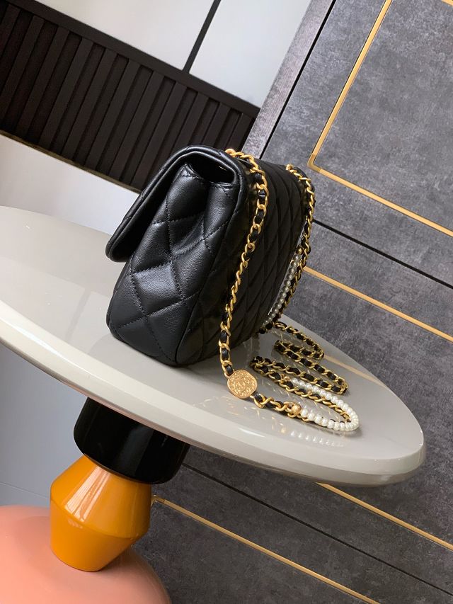 CC original lambskin small flap bag AS5351 black