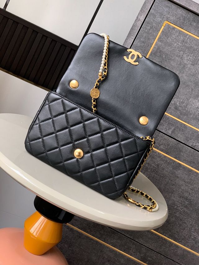 CC original lambskin small flap bag AS5351 black
