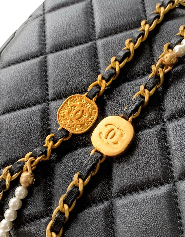 CC original lambskin small flap bag AS5351 black