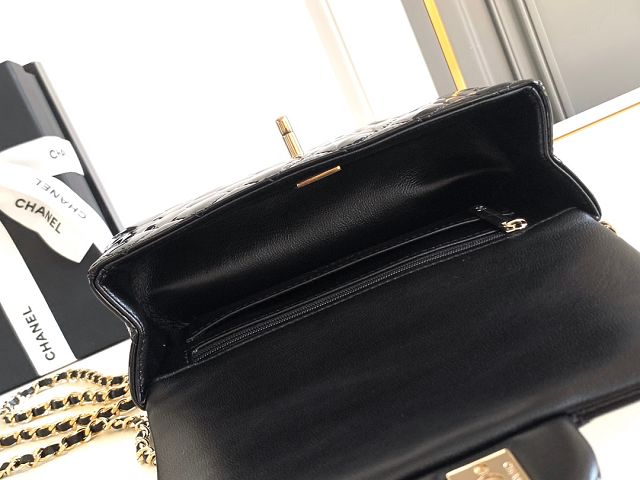 CC original patent calfskin top handle flap bag AS2431 black