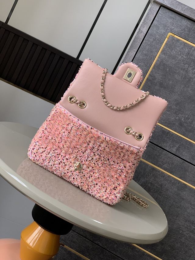 CC original sequins mini flap bag A69900 pink