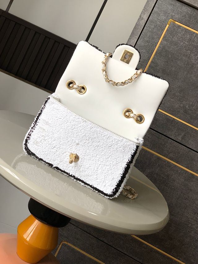 CC original sequins mini flap bag AS2090 white