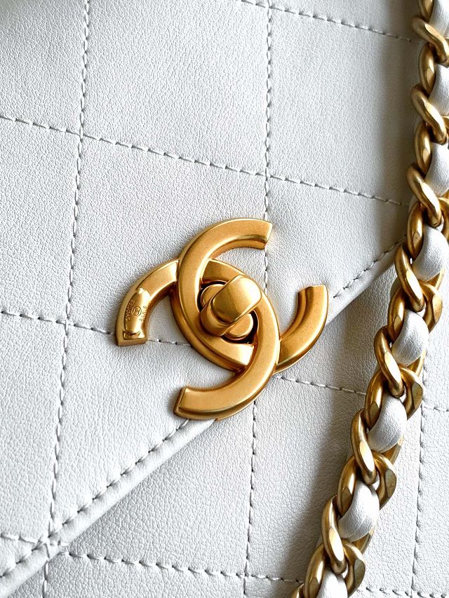 CC original calfskin medium top handle flap bag AS5467 white