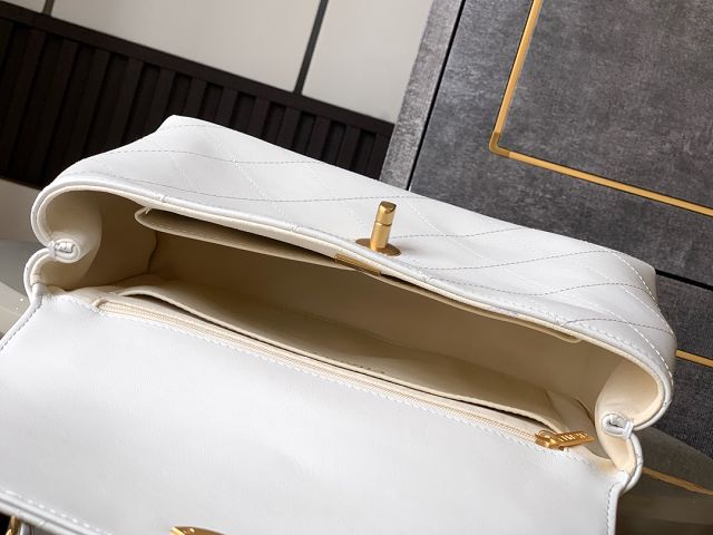 CC original calfskin medium top handle flap bag AS5467 white