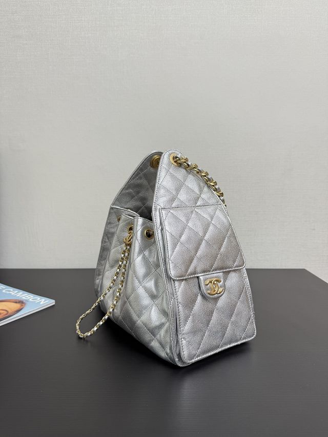 CC original grained calfskin 25 small handbag AS5293 silver