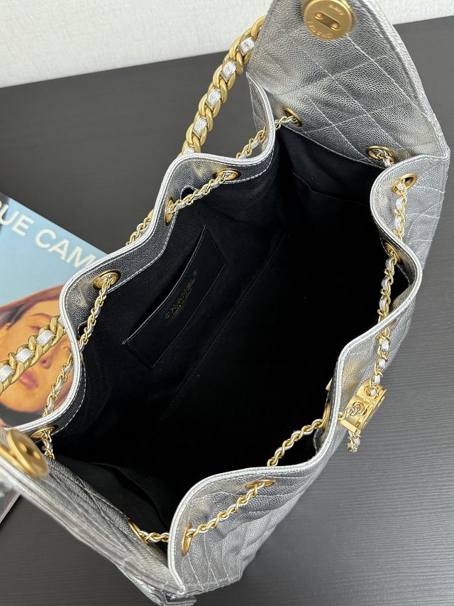 CC original grained calfskin 25 small handbag AS5293 silver