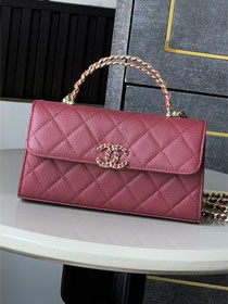 CC original grained calfskin flap phone holder AP3238 bordeaux