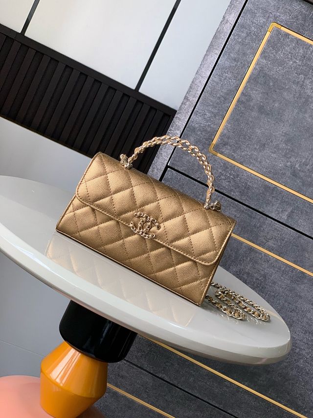 CC original grained calfskin flap phone holder AP3238 gold