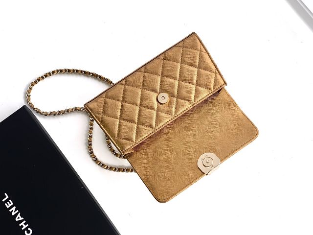 CC original grained calfskin flap phone holder AP3238 gold