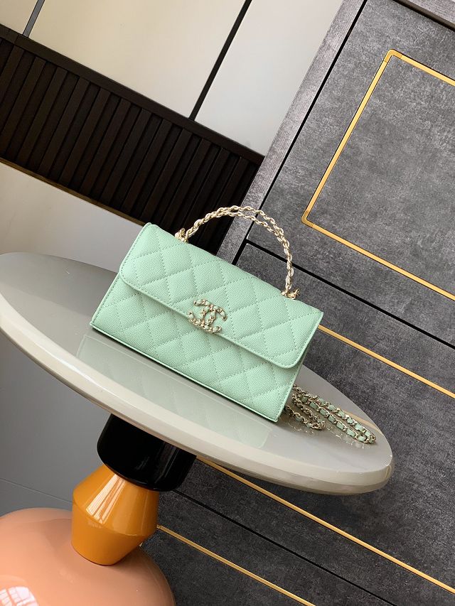 CC original grained calfskin flap phone holder AP3238 green