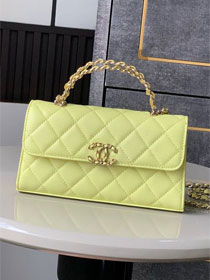 CC original grained calfskin flap phone holder AP3238 lemon yellow