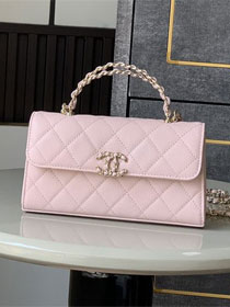 CC original grained calfskin flap phone holder AP3238 pink