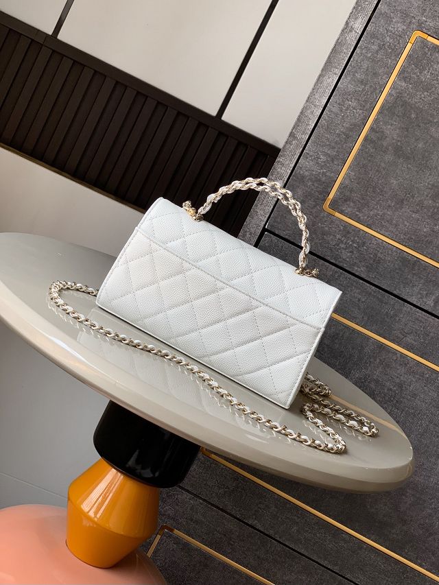 CC original grained calfskin flap phone holder AP3238 white