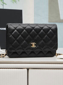 CC original grained calfskin wallet on chain AP4241 black