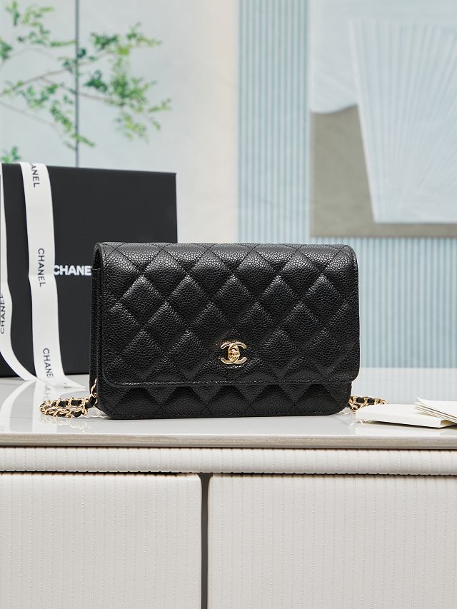 CC original grained calfskin wallet on chain AP4241 black