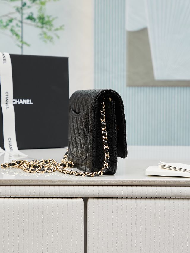 CC original grained calfskin wallet on chain AP4241 black