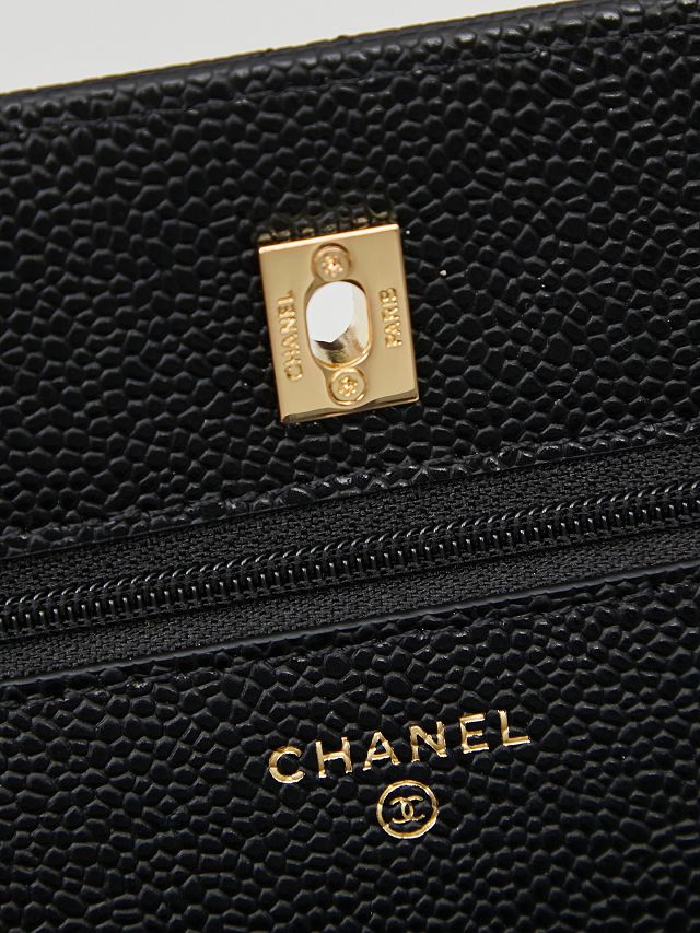 CC original grained calfskin wallet on chain AP4241 black