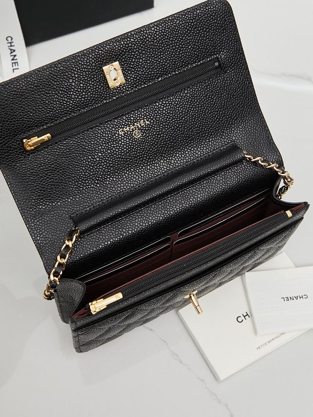 CC original grained calfskin wallet on chain AP4241 black