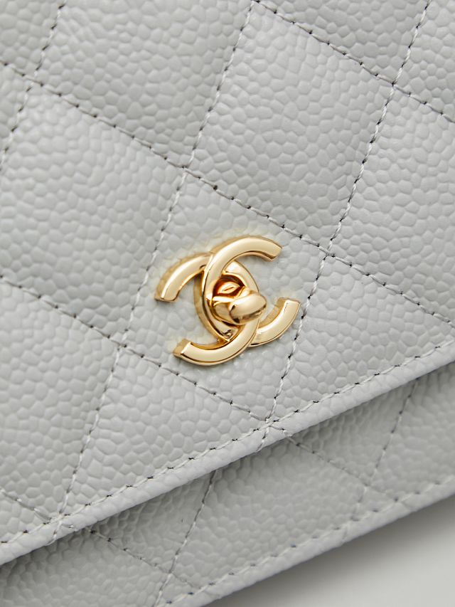 CC original grained calfskin wallet on chain AP4241 grey