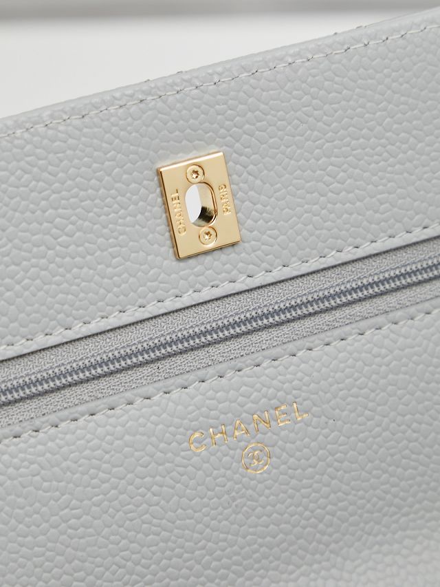 CC original grained calfskin wallet on chain AP4241 grey