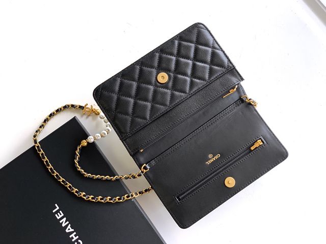 CC original grained calfskin wallet on chain AP4584 black