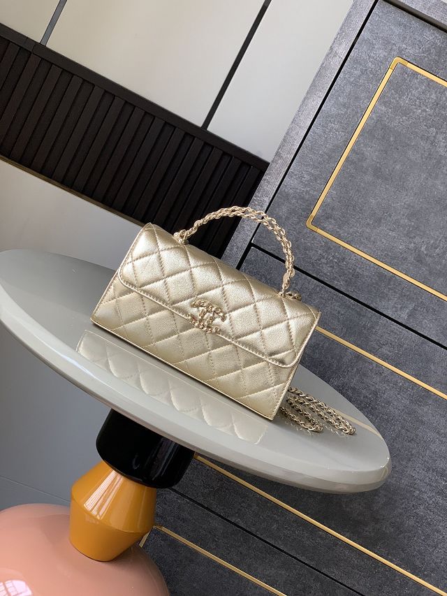 CC original lambskin flap phone holder AP3238 gold