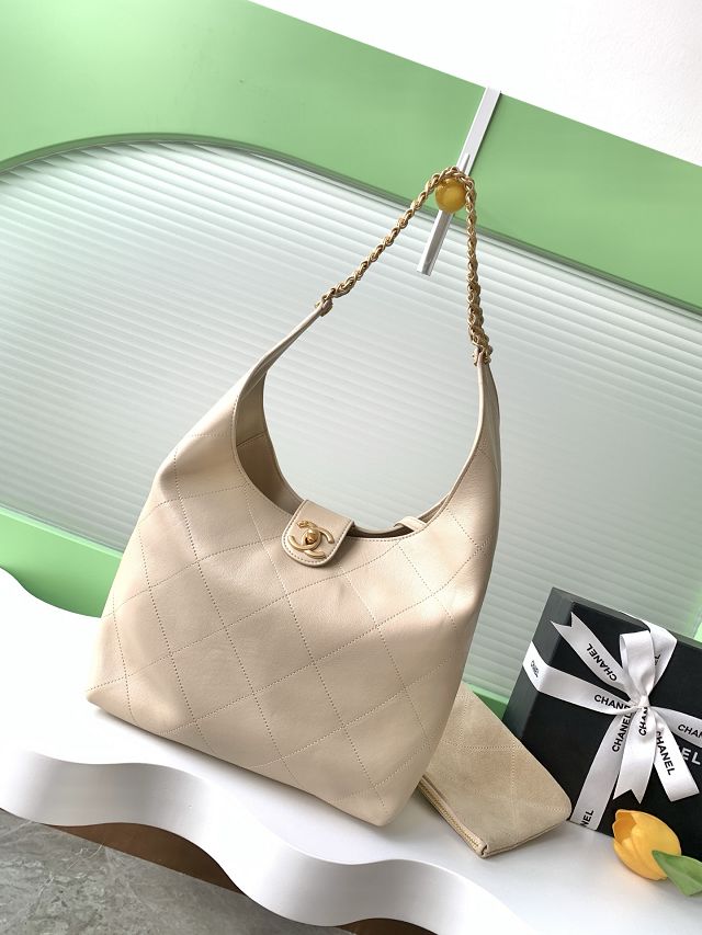 CC original lambskin large hobo handbag AS5425 beige